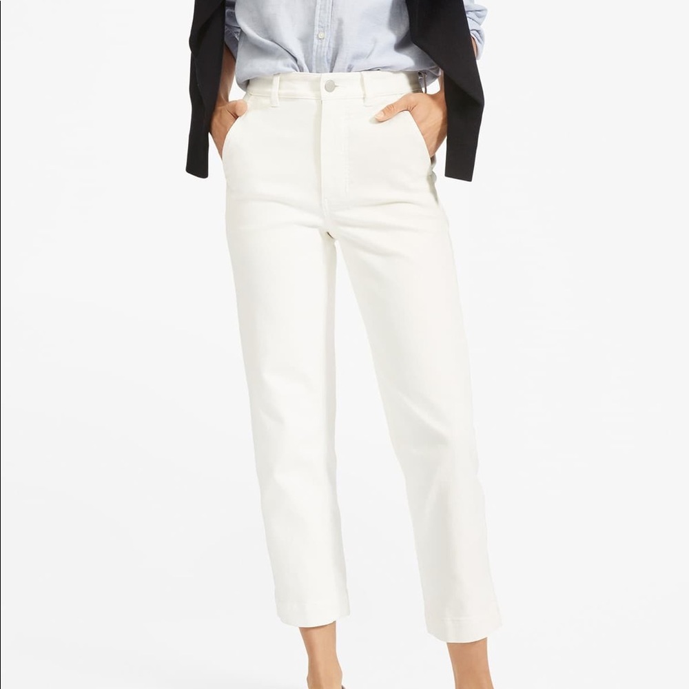 Everlane White Straight Cropped Pants